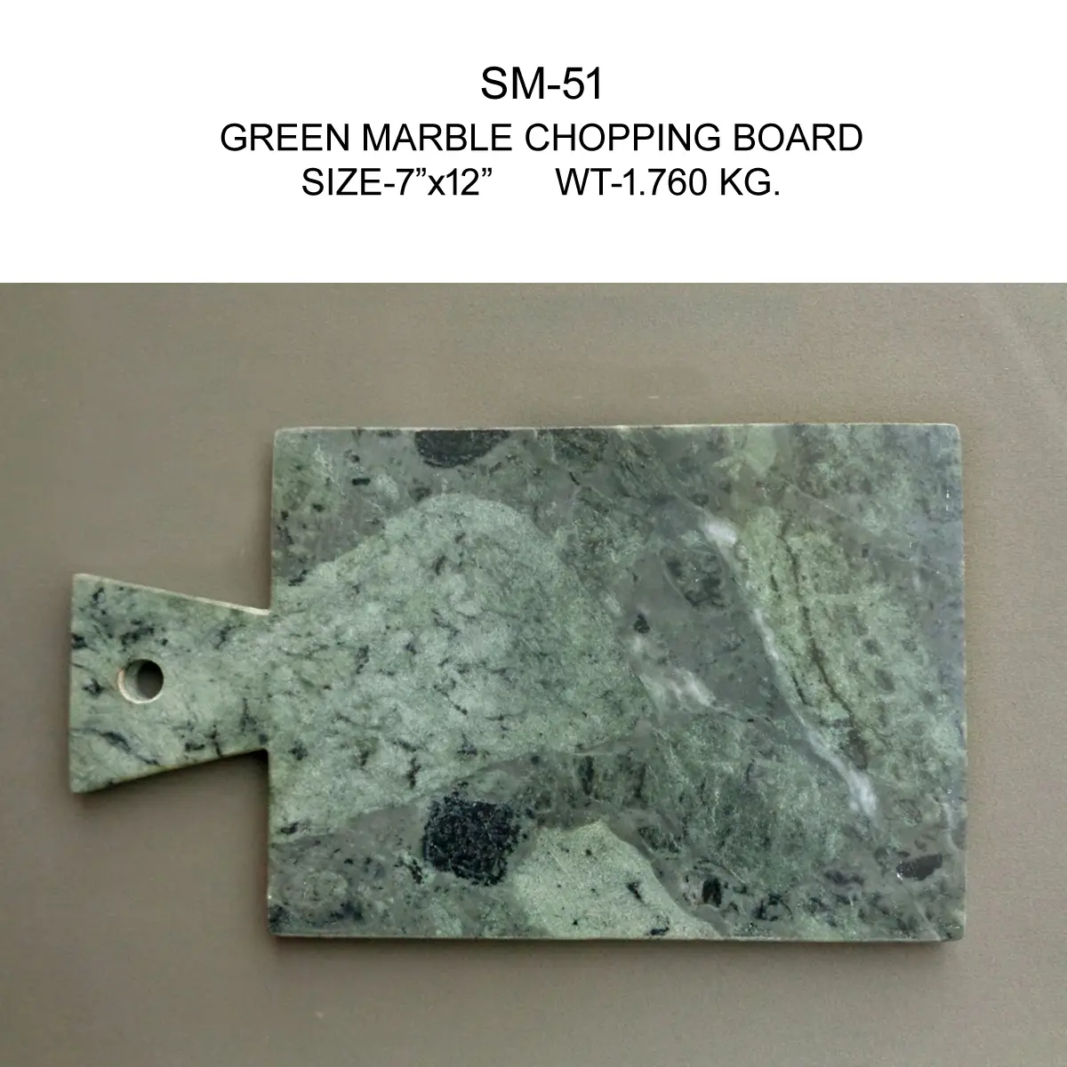 GREEN MARBLE RACTANGLE CHOPPING
BOARD WITH HANDLE